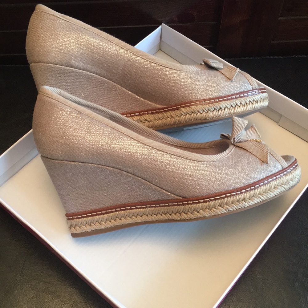 NWT Tory Burch Jackie Metallic Wedge